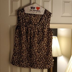 Talbot's brown print sleeveless blouse